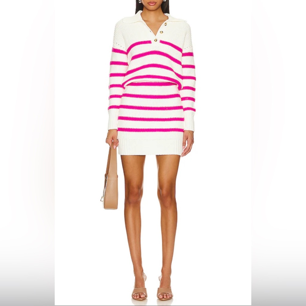 Saylor Brynda Cream and Pink Striped Knit Dress size XSmall
